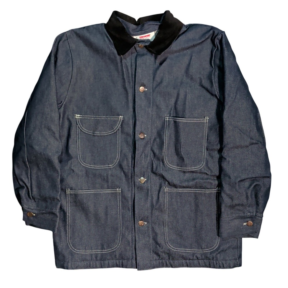 Vintage Bob Barker Chore Barn Jacket Mens Size M Denim Blanket Lined Prison